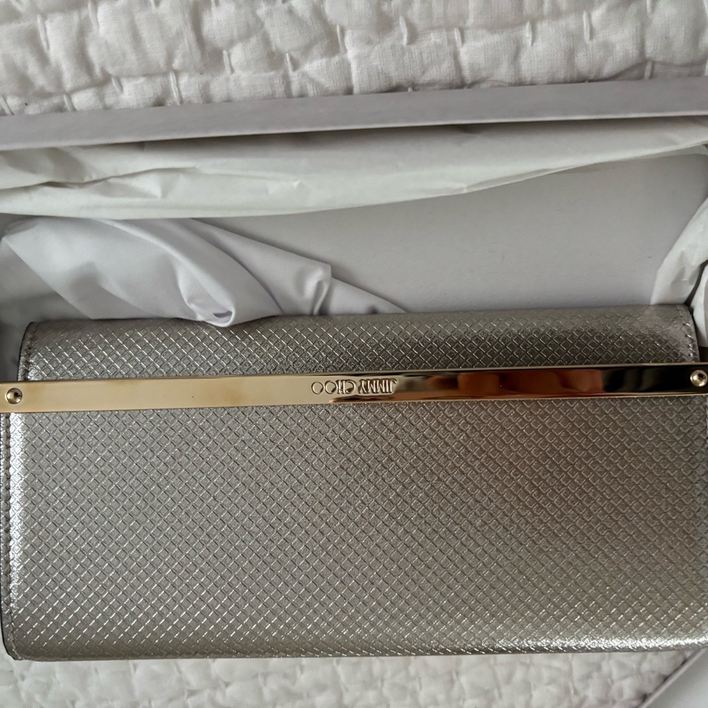 Jimmy Choo light gold metallic  Clutch with chain